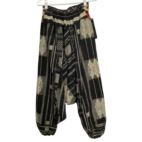 Harem Pants Thailand Motif Hippie Lagenlook Yoga Festival Boho Gypsy Hippy OS - Picture 3 of 12